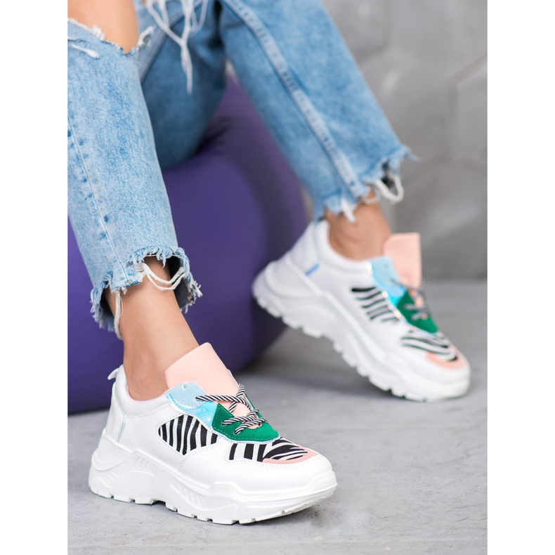 SHELOVET Scarpe da ginnastica alla moda bianca multicolore 1