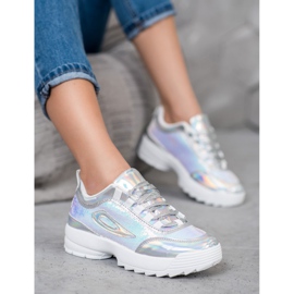 SHELOVET Sneakers Con Paillettes bianco grigio 1