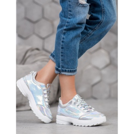 SHELOVET Sneakers Con Paillettes bianco grigio 2