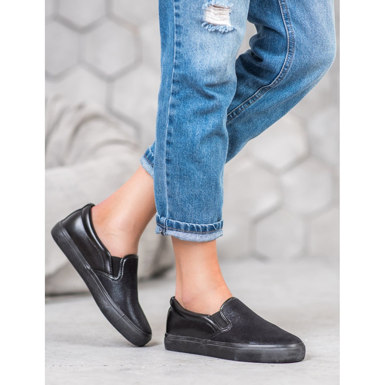 SHELOVET Sneakers Slip-on Con Glitter nero 2