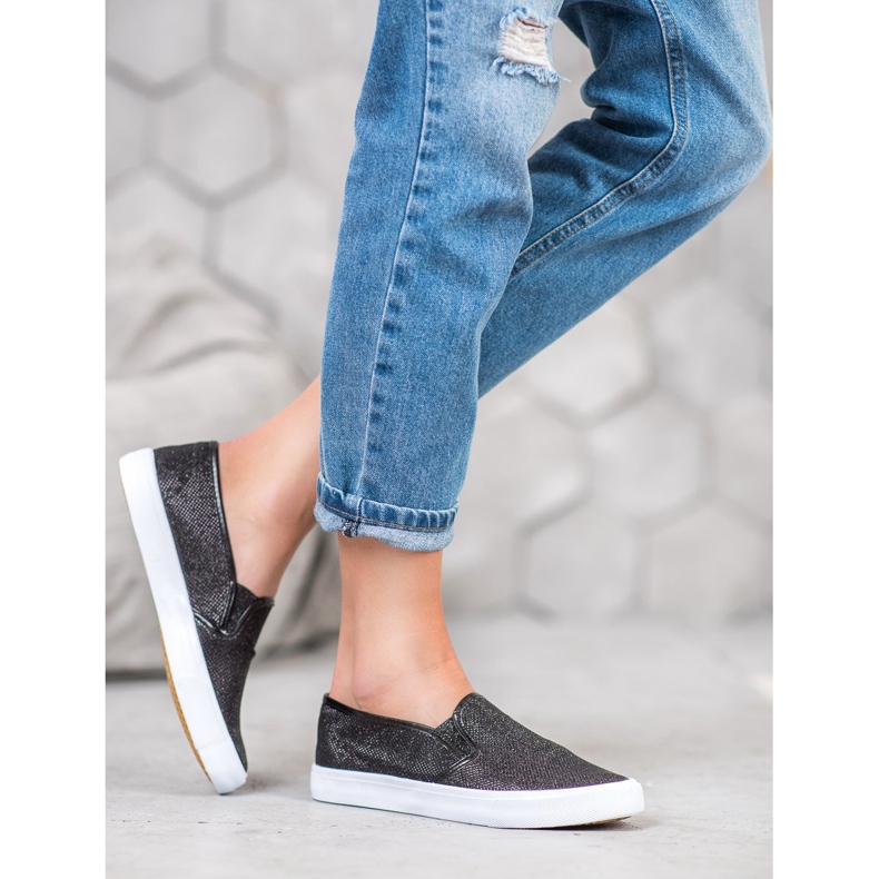 SHELOVET Sneakers Slip On Con Glitter nero 1