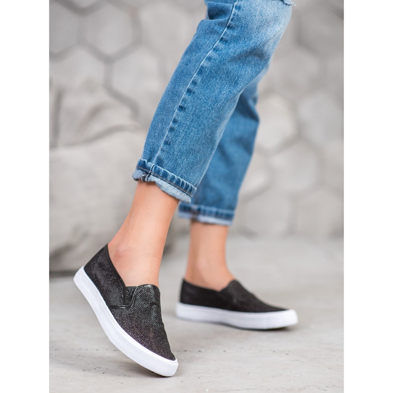 SHELOVET Sneakers Slip On Con Glitter nero 2