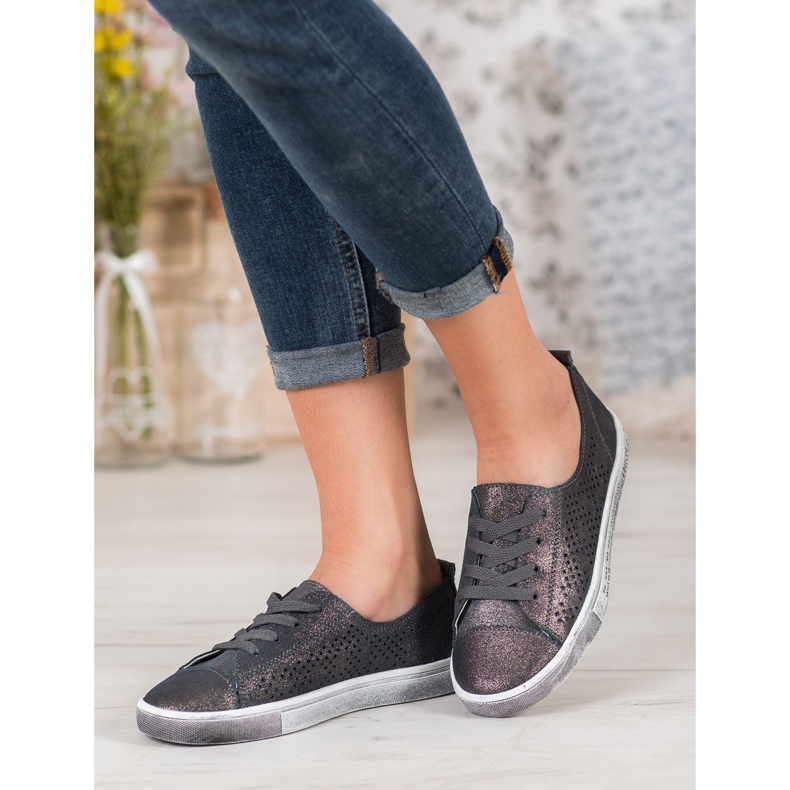 VINCEZA Sneakers in Pelle grigio 1