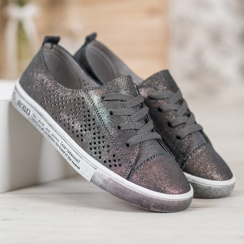 VINCEZA Sneakers in Pelle grigio 2