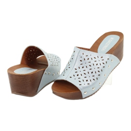 M.Daszyński Pantofole con zeppa da donna Daszyński SA144-8 blu 4