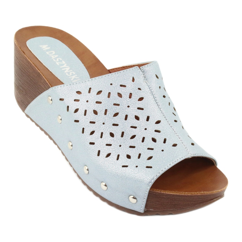 M.Daszyński Pantofole con zeppa da donna Daszyński SA144-8 blu 1