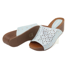 M.Daszyński Pantofole con zeppa da donna Daszyński SA144-8 blu 5