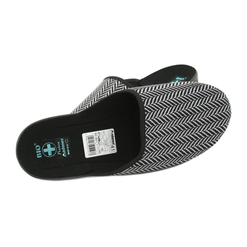 Pantofole ciabatte da uomo Adanex 25147 a spina di pesce nero grigio 5