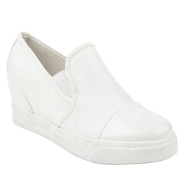 Sneakers bianche sulla zeppa R27-5 bianco 1