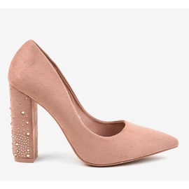 Décolleté in camoscio rosa sul pilastro D-1230 2