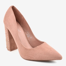 Décolleté in camoscio rosa sul pilastro D-1230 1