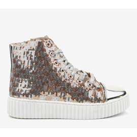 Sneakers argento su piattaforma con cerniere 1761 grigio 2