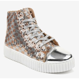 Sneakers argento su piattaforma con cerniere 1761 grigio 1