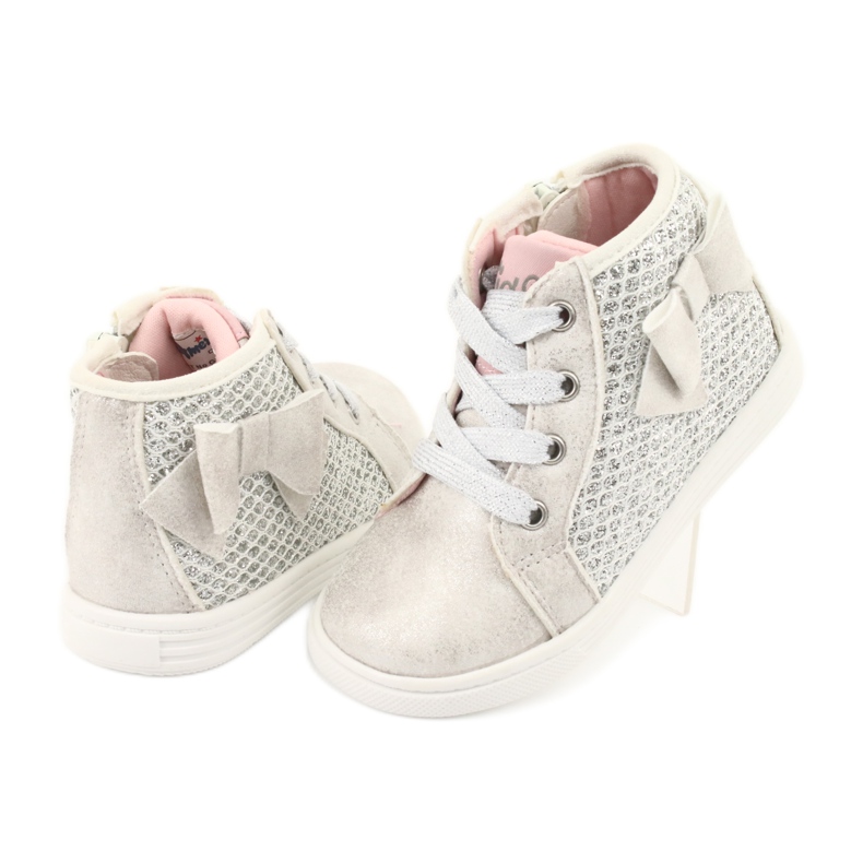 Stivali sportivi da bambina American Club GC17 bianco grigio 4