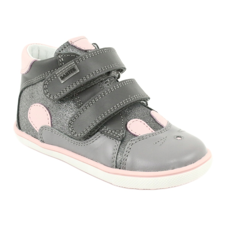 Stivali velcro coniglio Bartek 11702 rosa grigio 1