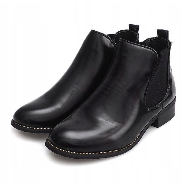 Stivaletti Laccati Con Elastico QQ48A Nero 1