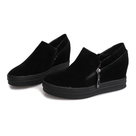 Sneakers In Pelle Scamosciata Con Zeppa 9168 Nere nero 1