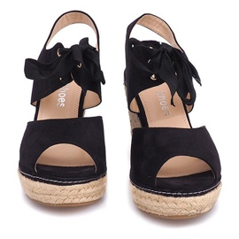 Sandali con zeppa Espadrillas B2909 Nero 1