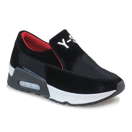 Scarpe sportive nere con un delicato tacco a zeppa A-13 nero 1