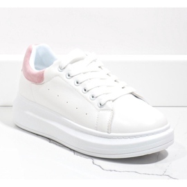 Sneakers bianche con suola spessa 7935-SP bianca rosa 1