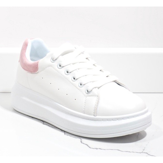 Sneakers bianche con suola spessa 7935-SP bianca rosa 1