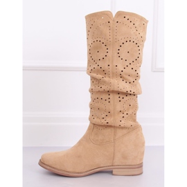 Stivali con zeppa traforati beige NC1015 Beige 1