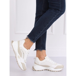 LA87P Scarpe sportive beige bianche e beige bianca marrone 1