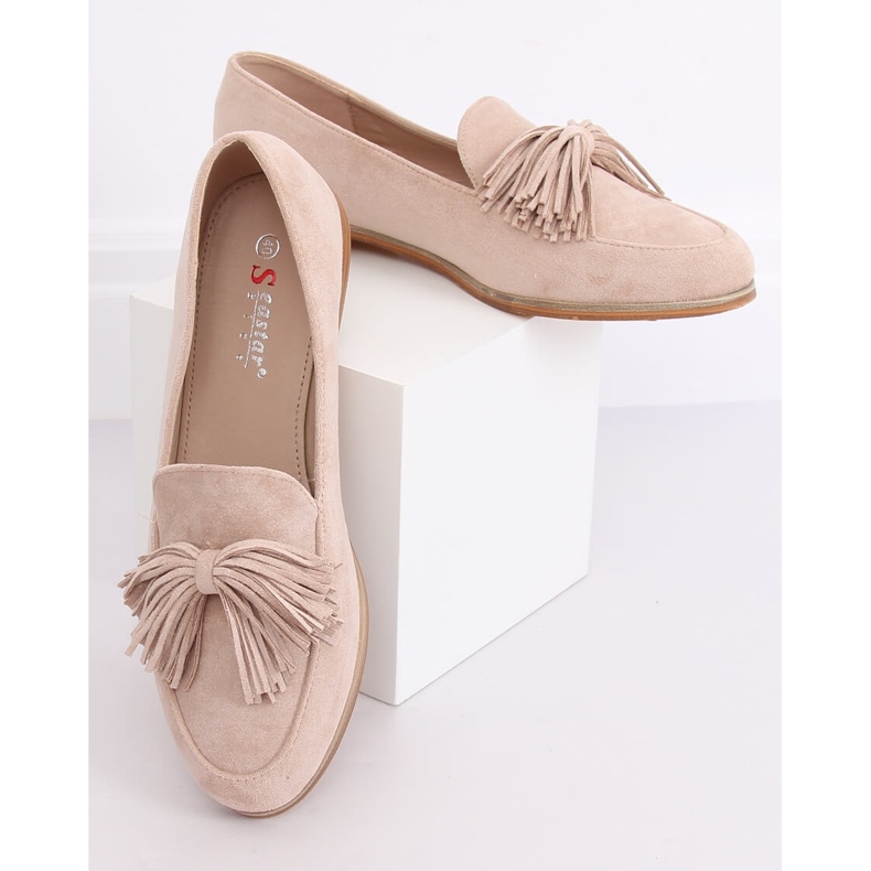 Mocassini donna beige con frange T357P Beige 1