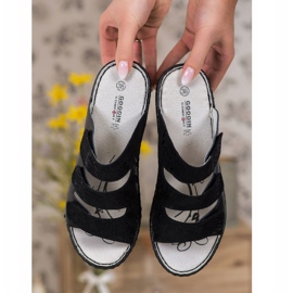 Goodin Pantofole in pelle nera nero 1
