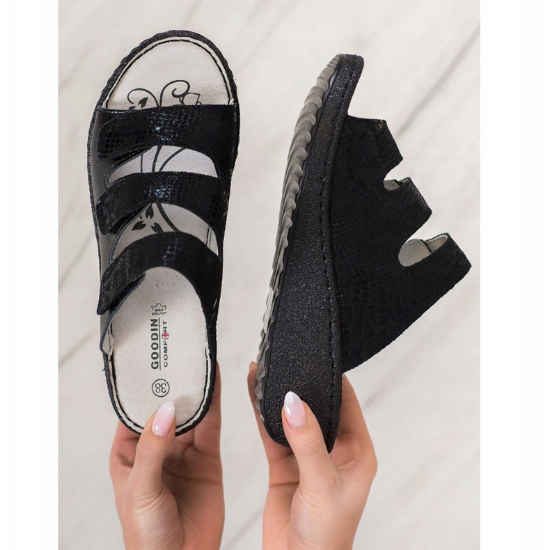 Goodin Pantofole in pelle nera nero 2