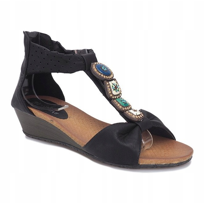 Sandali neri con zeppa Perlina nero 1