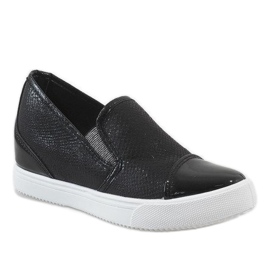 Sneakers nere sulla zeppa DD437-1 nero 1