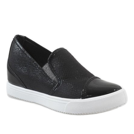 Sneakers nere sulla zeppa DD437-1 nero 1
