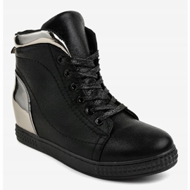 Sneakers laccate nere su zeppa R469-2 nero 1