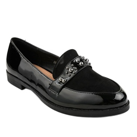 Scarpe slip-on nere con borchie JN-27 nero 1