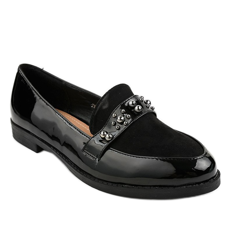 Scarpe slip-on nere con borchie JN-27 nero 1