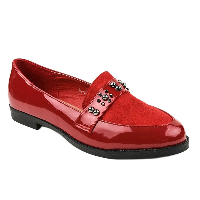 Scarpe slip-on rosse con borchie JN-27 rosso 1