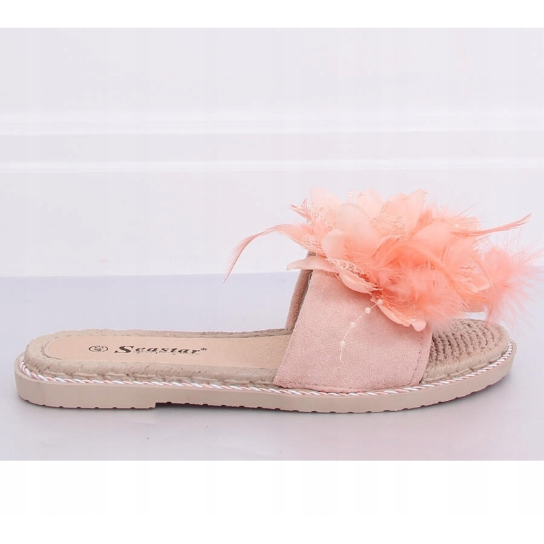 Pantofole da donna rosa con piume CK131P Pink 1