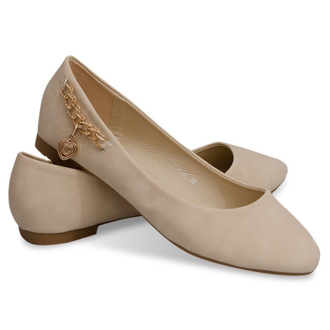 Ballerine Con Catena In Oro E Cuore Y20-90B Beige nero 1