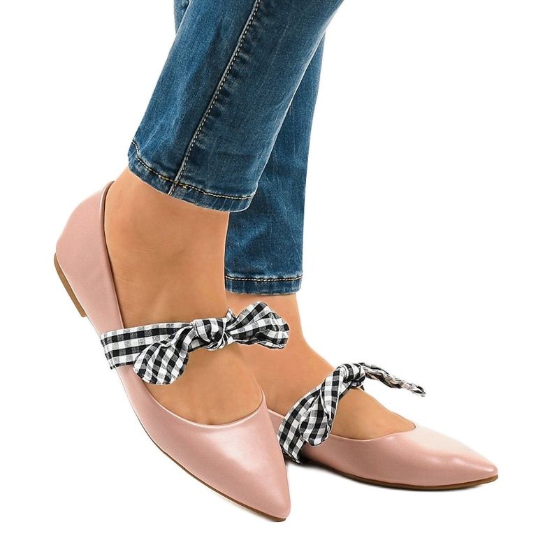 Ballerine stringate rosa con fiocchi NK07P 1