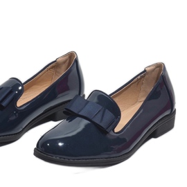 Mocassini donna blu navy con fiocco F158 1