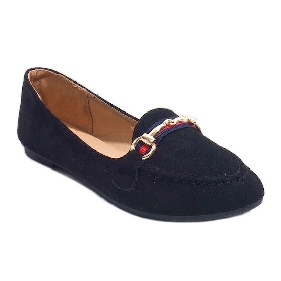 Mocassini neri ballerine con fibbia B2027 nero 1