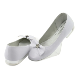 Girls 'Ballerinas Leather White Miko 800 con un arco bianco 4