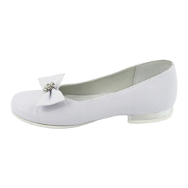Girls 'Ballerinas Leather White Miko 800 con un arco bianca 2