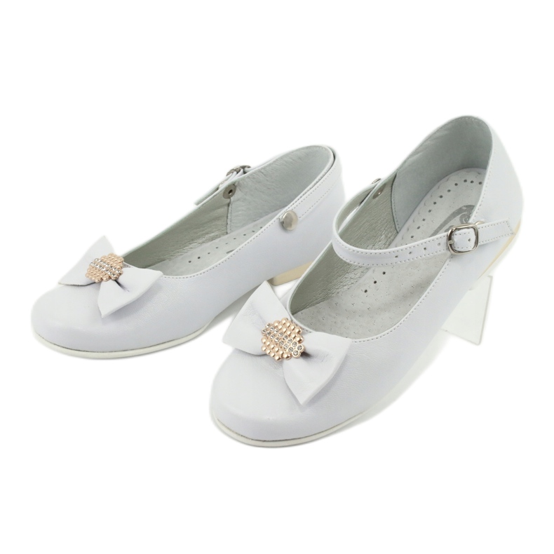 Miko ballerine comunione bambini bianche bianco giallo 3