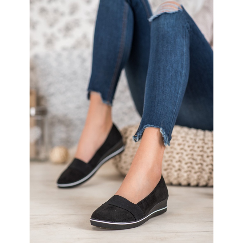 SHELOVET Ballerina nera su zeppa nero 1