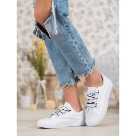 SHELOVET Comode scarpe da ginnastica in tessuto bianco 2