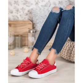 SHELOVET Comode scarpe da ginnastica in tessuto rosso 1