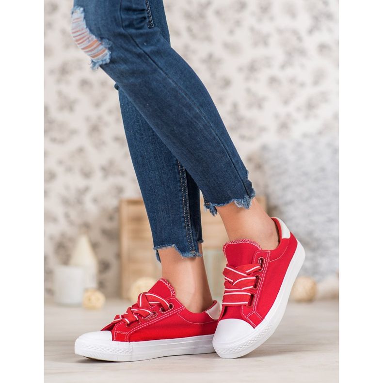 SHELOVET Comode scarpe da ginnastica in tessuto rosso 2