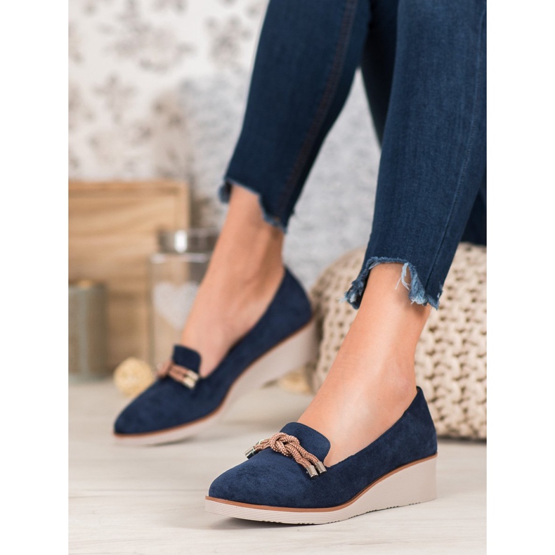 Lords blu navy sulla zeppa VINCEZA 1